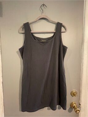 Peruvian Connection Charcoal Scoop Neck Long Tank Size L